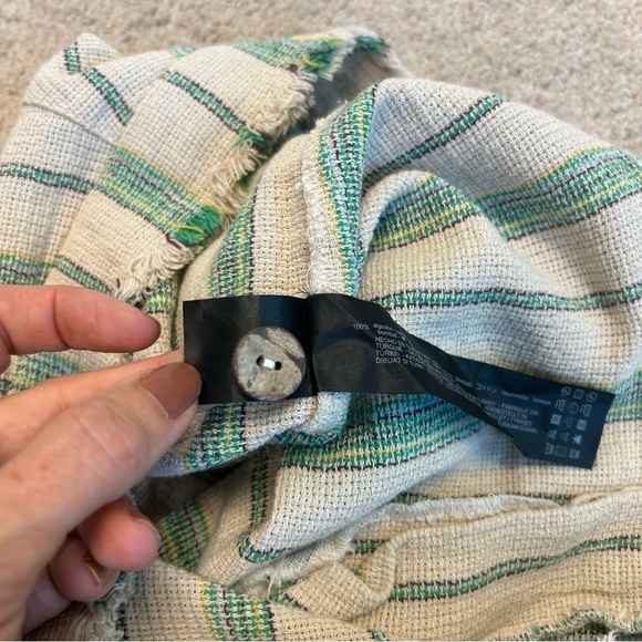 Zara tan beige green striped rustic boho The Beth Pant Sz L NWT high rise - Picture 9 of 15